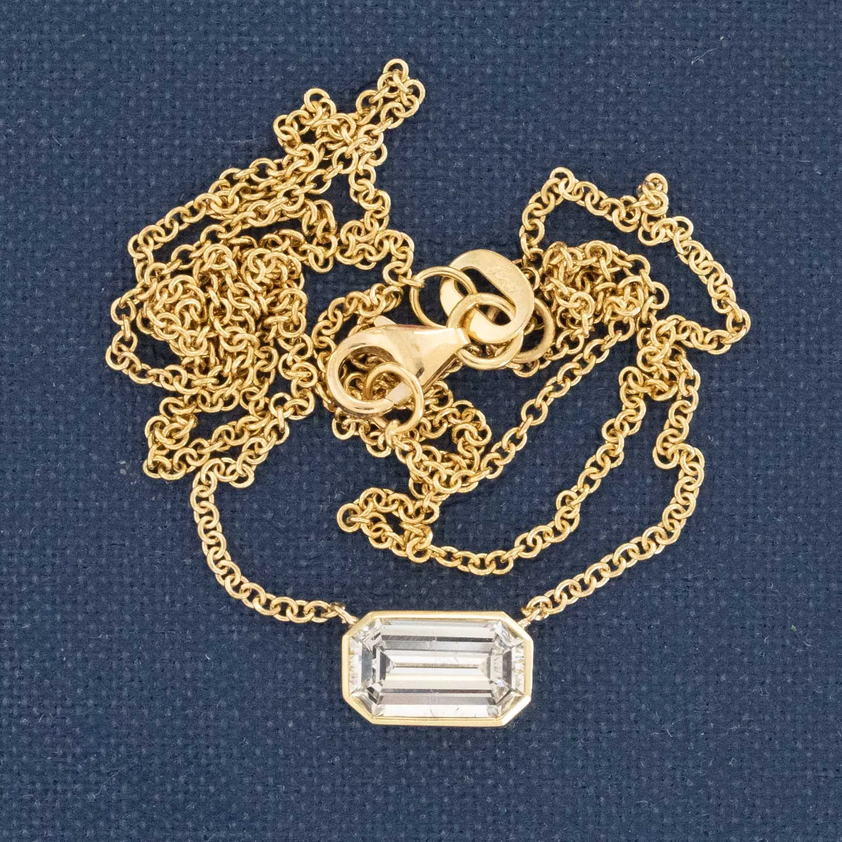 .87ct Emerald Cut Diamond Bezel Pendant