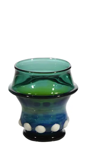 8oz Teal Scotch Glass with White Accents by Phil Sundling