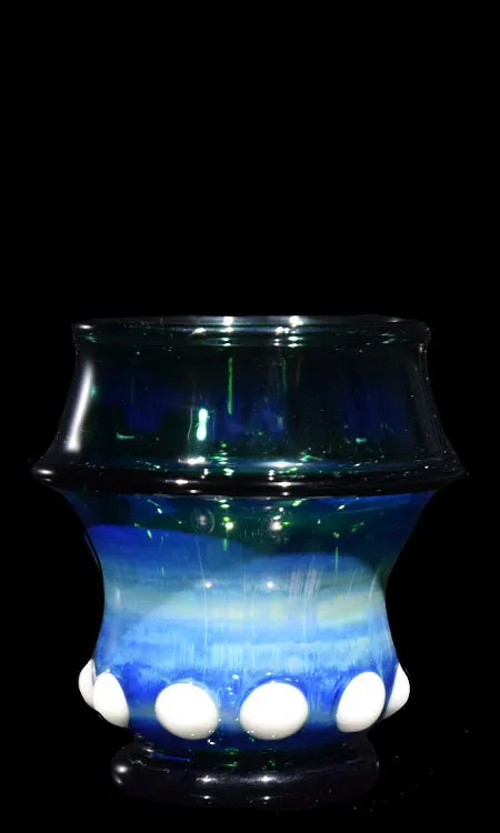 8oz Teal Scotch Glass with White Accents by Phil Sundling