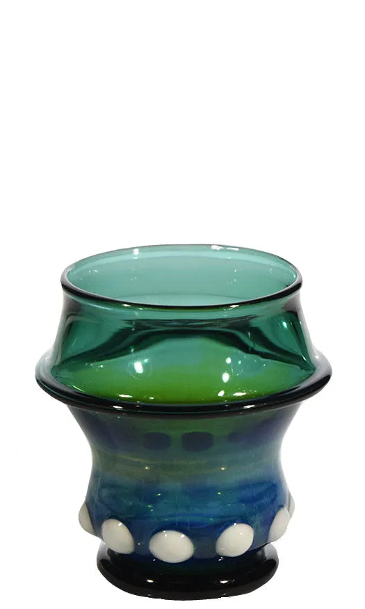 8oz Teal Scotch Glass with White Accents by Phil Sundling