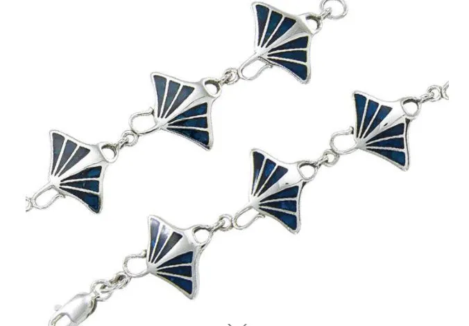 925 Real Silver Manta Ray Bracelet