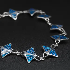 925 Real Silver Manta Ray Bracelet