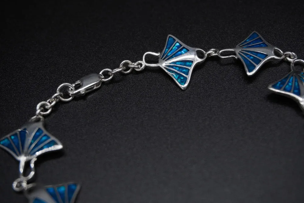 925 Real Silver Manta Ray Bracelet