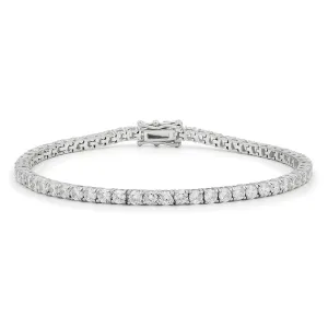 925 Sterling Silver 3mm Round Cut Tennis Bracelet, Rhodium Plated