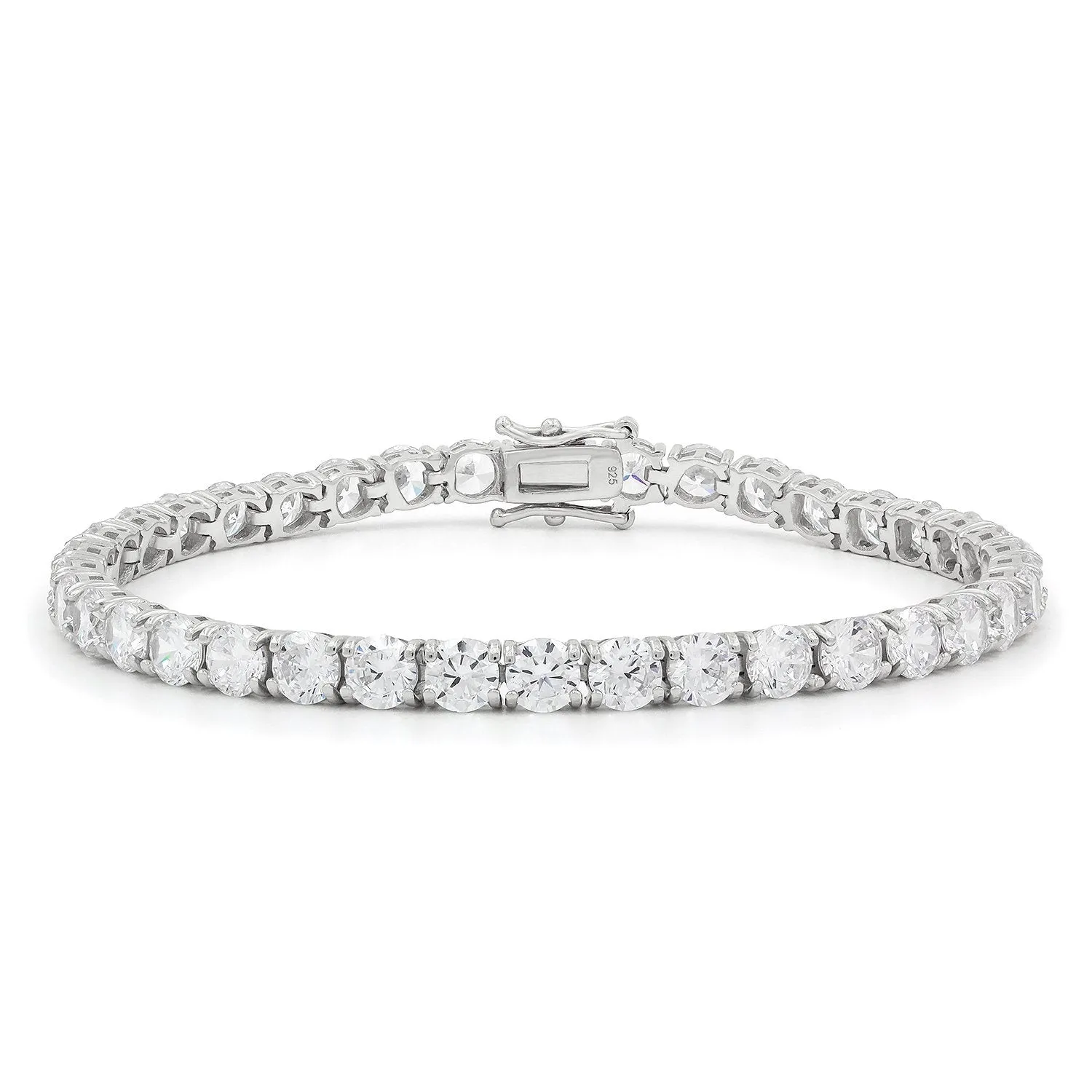 925 Sterling Silver 5mm Round Cut Tennis Bracelet/Anklet, Rhodium Plated
