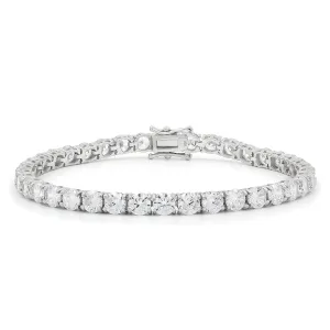 925 Sterling Silver 5mm Round Cut Tennis Bracelet/Anklet, Rhodium Plated