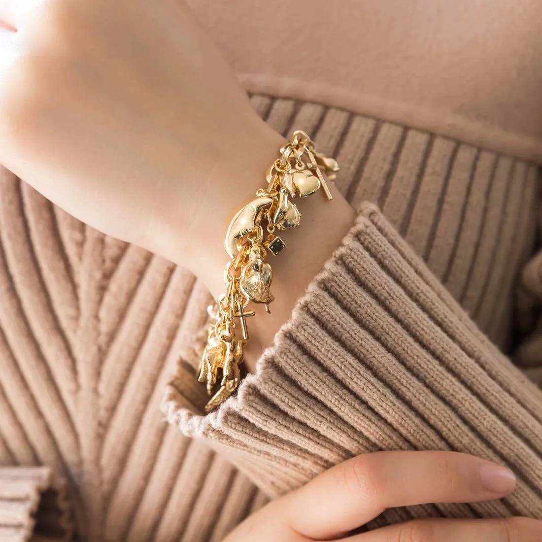 9ct Yellow Gold Silver Filled Charm Bracelet