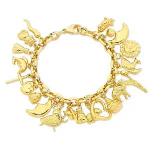 9ct Yellow Gold Silver Filled Charm Bracelet
