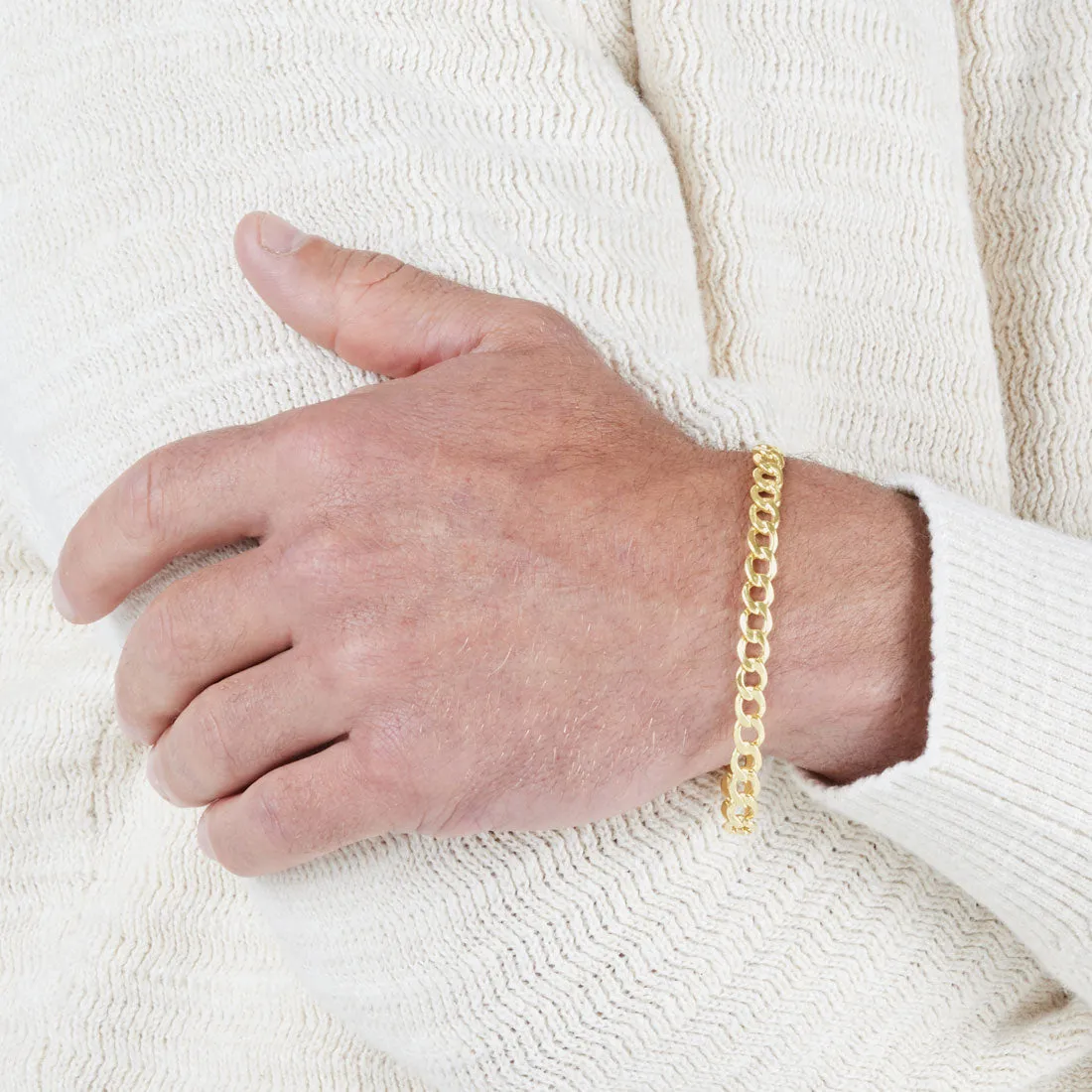9ct Yellow Gold Silver Infused Curb Bracelet
