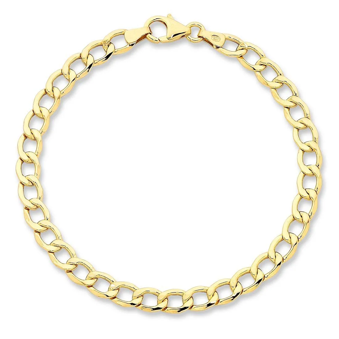 9ct Yellow Gold Silver Infused Curb Bracelet