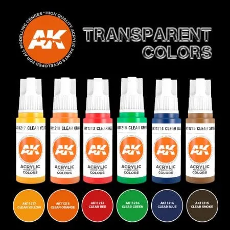 AK Interactive 3rd Gen Acrylics Paint set - Transparent Colors