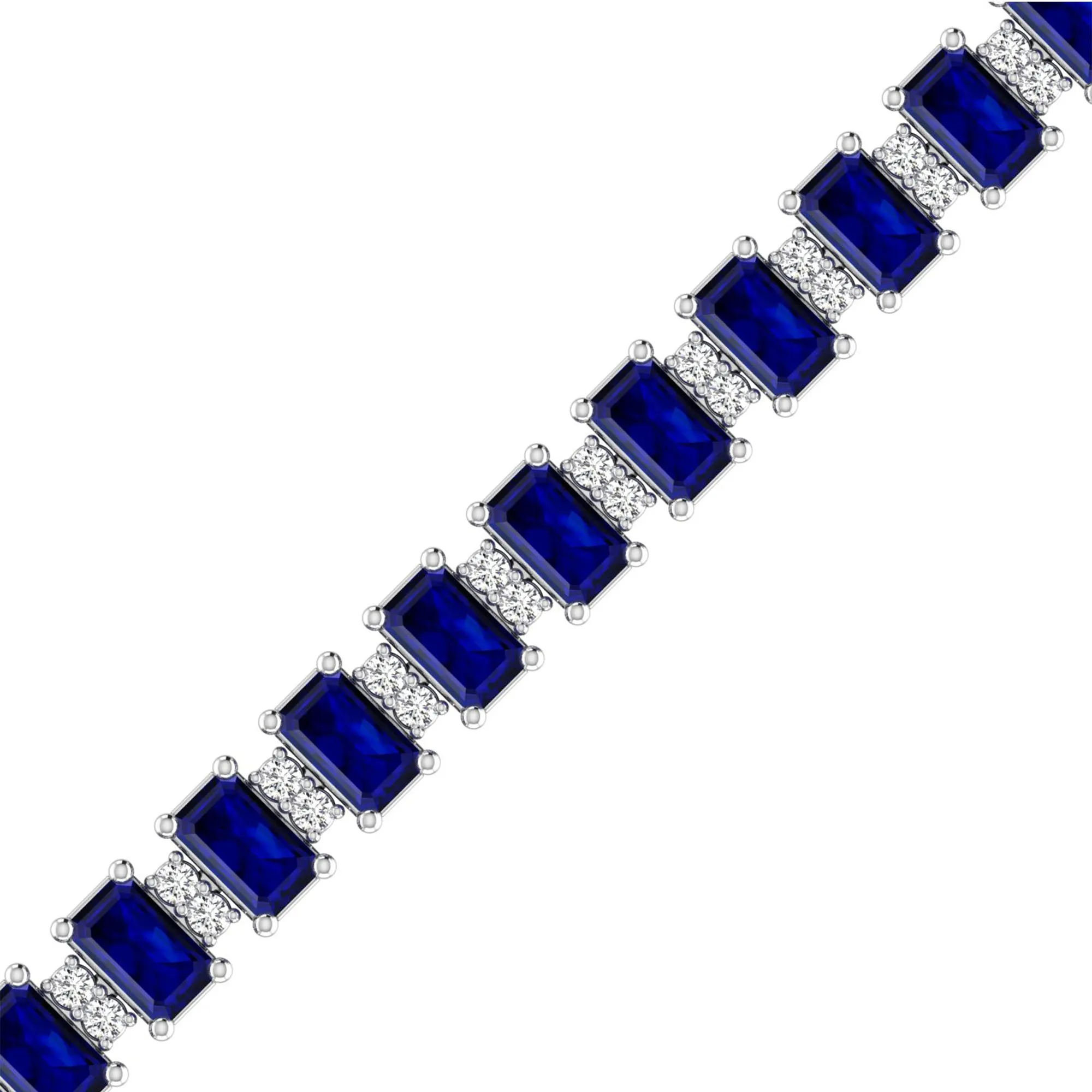 Alternating Emerald Cut Sapphire and Diamond Bracelet