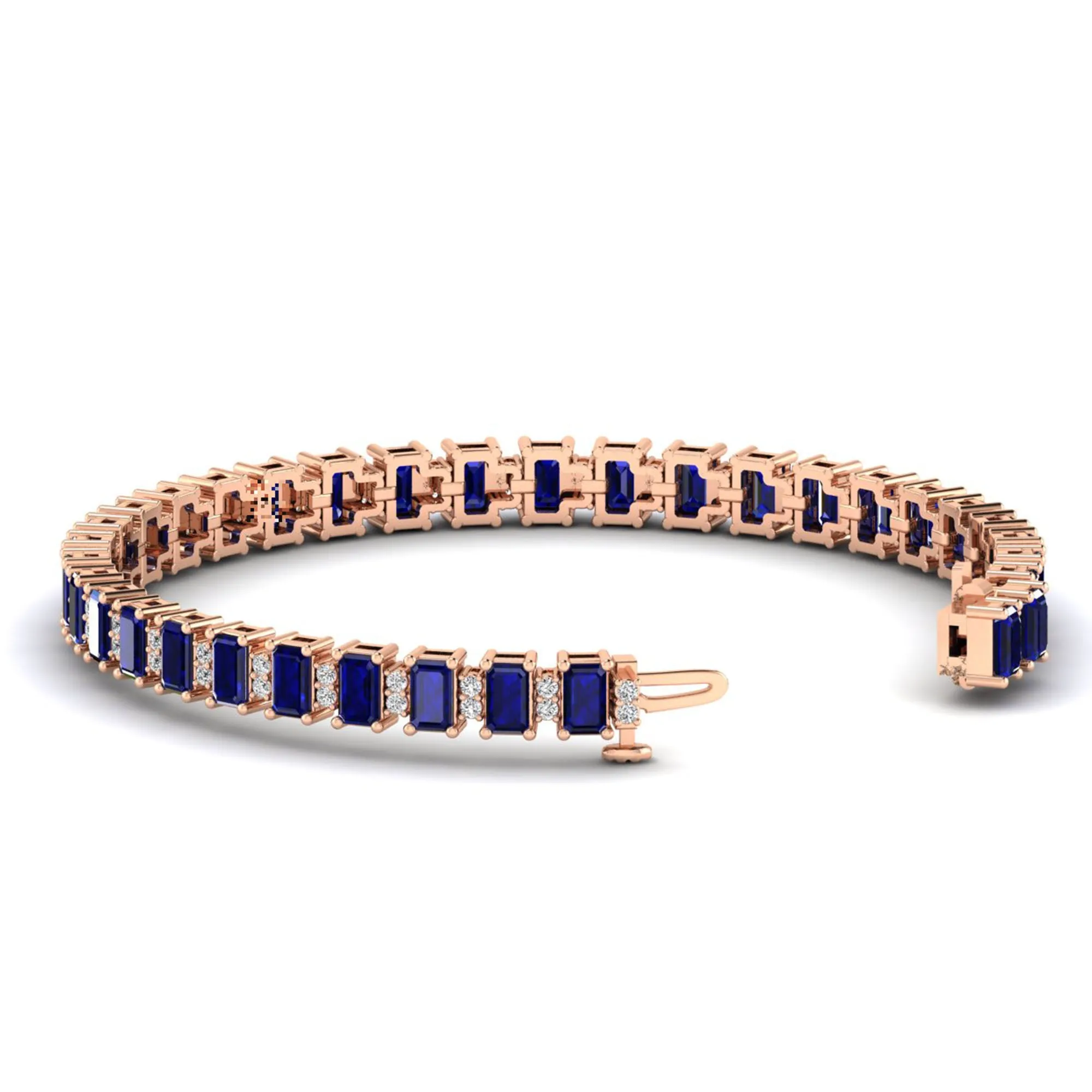 Alternating Emerald Cut Sapphire and Diamond Bracelet