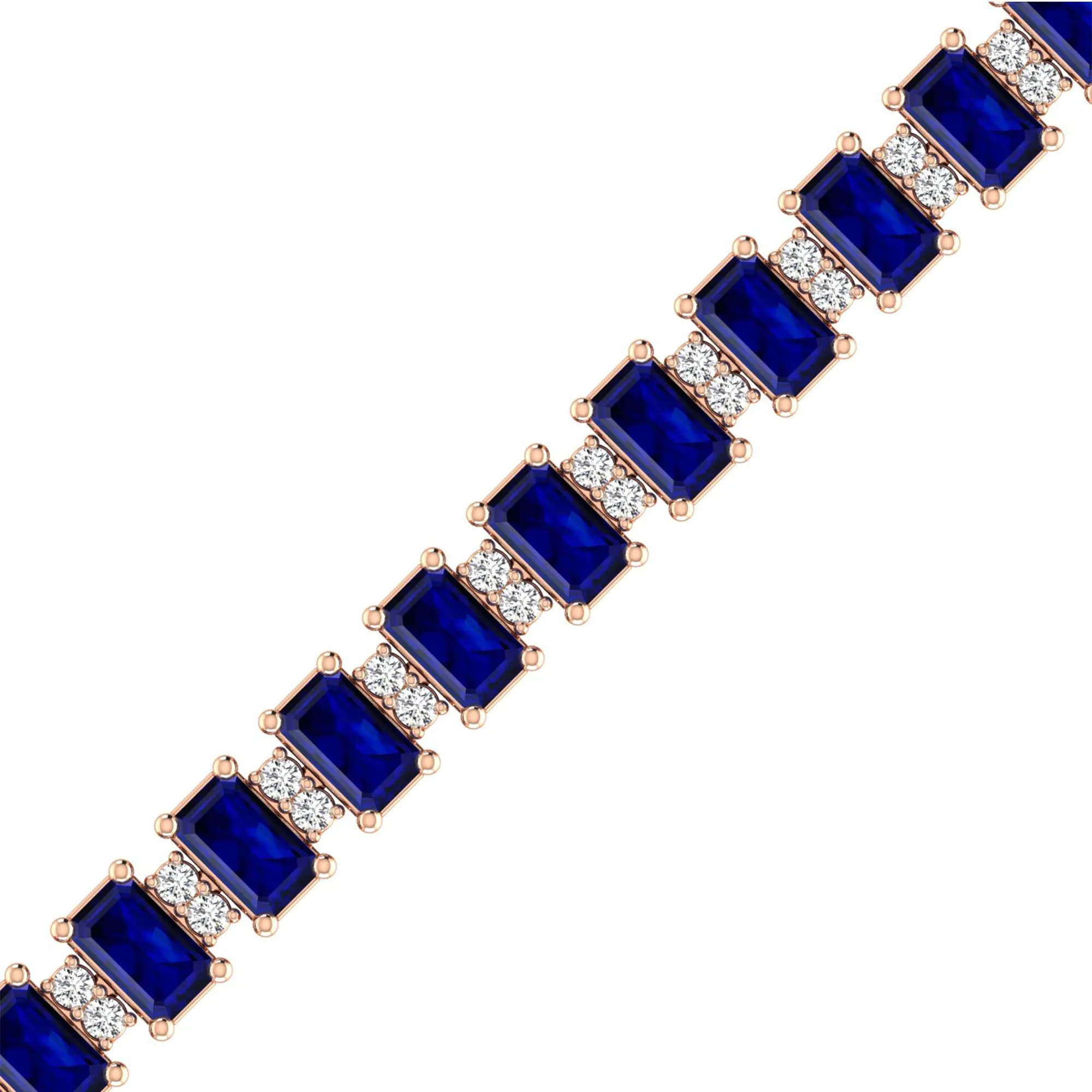 Alternating Emerald Cut Sapphire and Diamond Bracelet