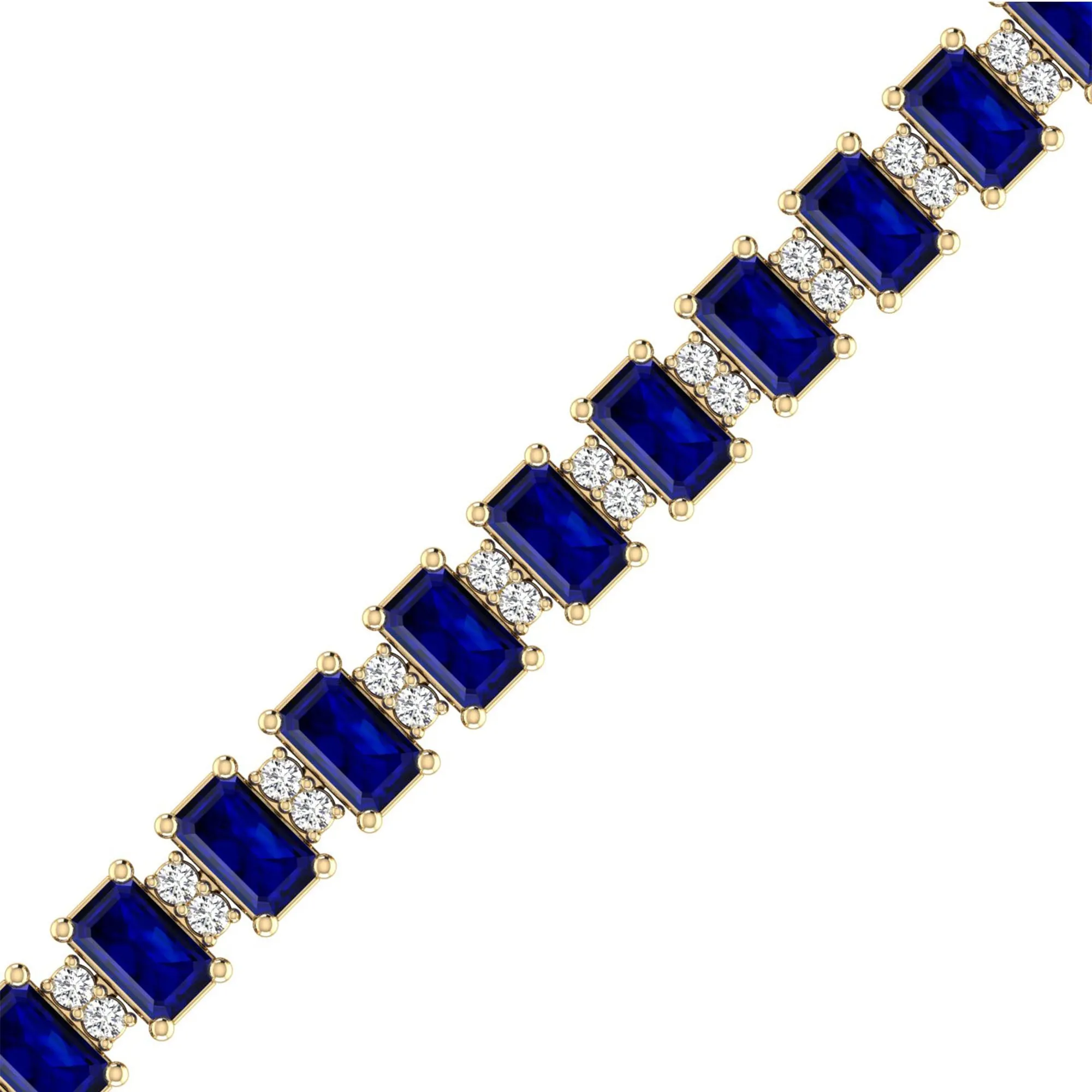 Alternating Emerald Cut Sapphire and Diamond Bracelet