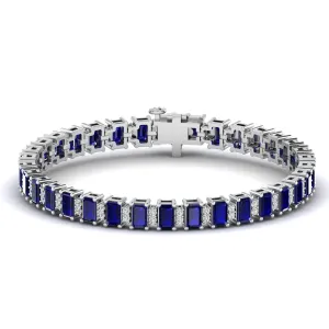 Alternating Emerald Cut Sapphire and Diamond Bracelet
