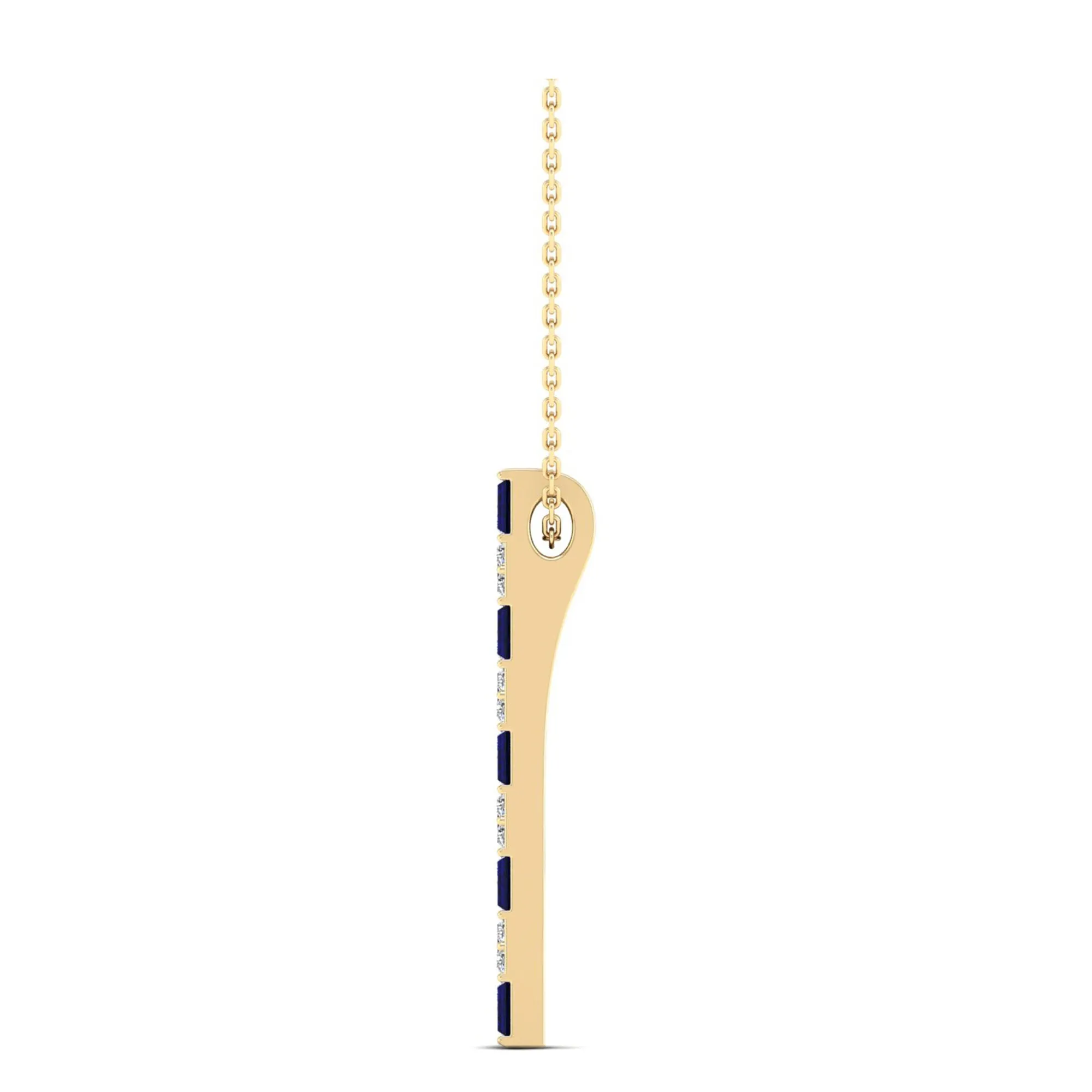 Alternating Sapphire and Diamond Vertical Bar Pendant