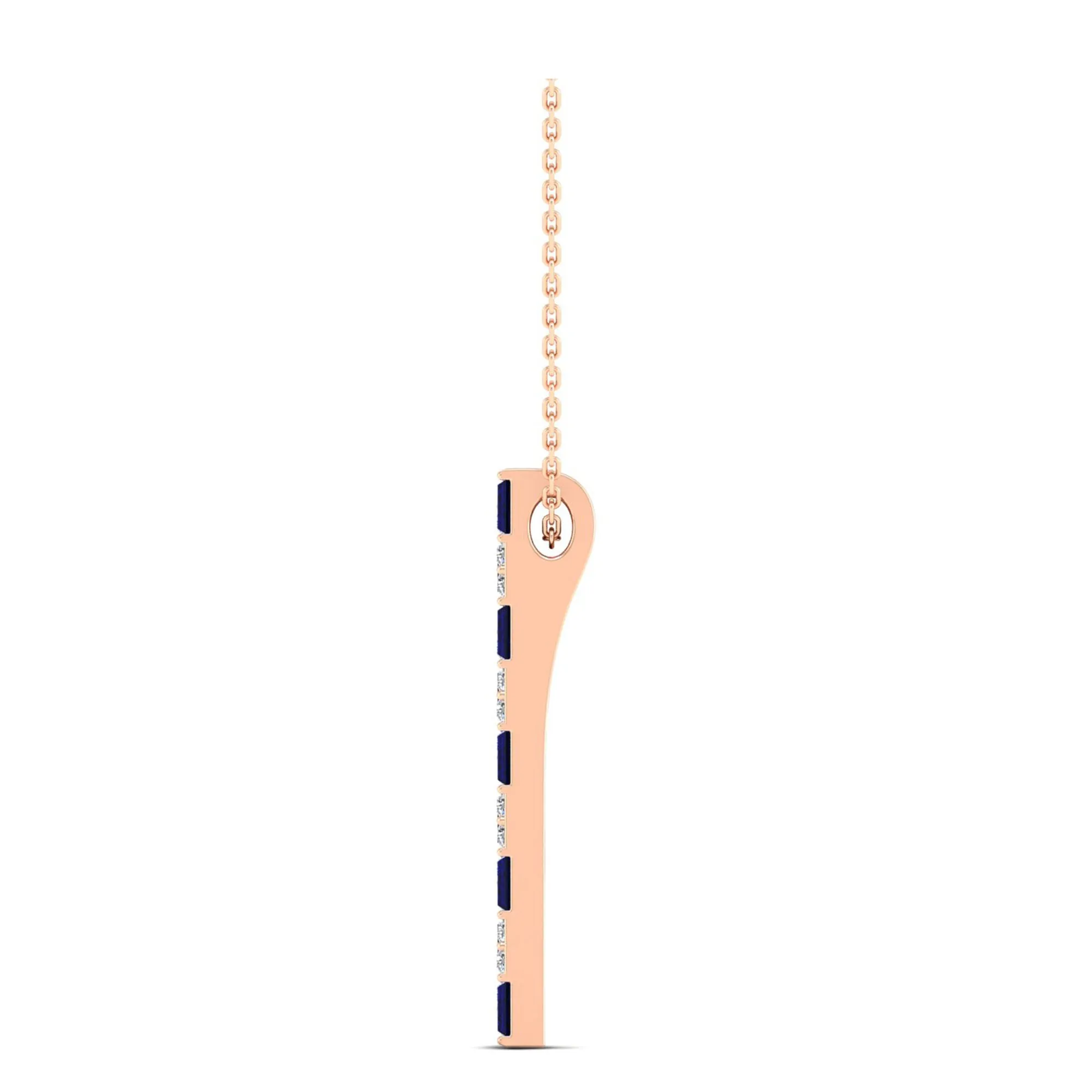 Alternating Sapphire and Diamond Vertical Bar Pendant