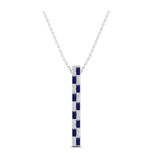 Alternating Sapphire and Diamond Vertical Bar Pendant