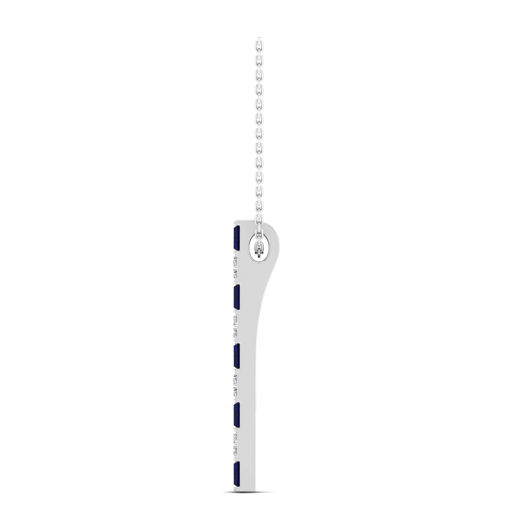 Alternating Sapphire and Diamond Vertical Bar Pendant