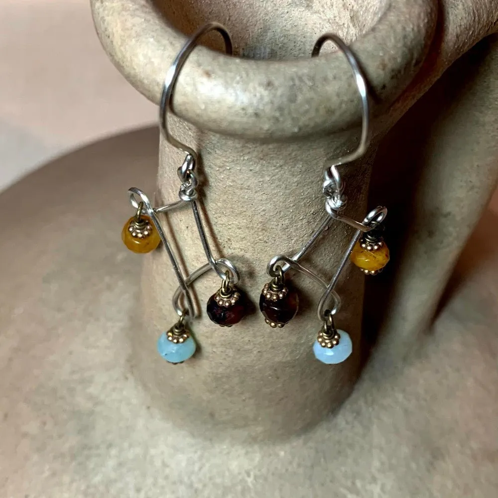 Amazonite and Agate Earrings