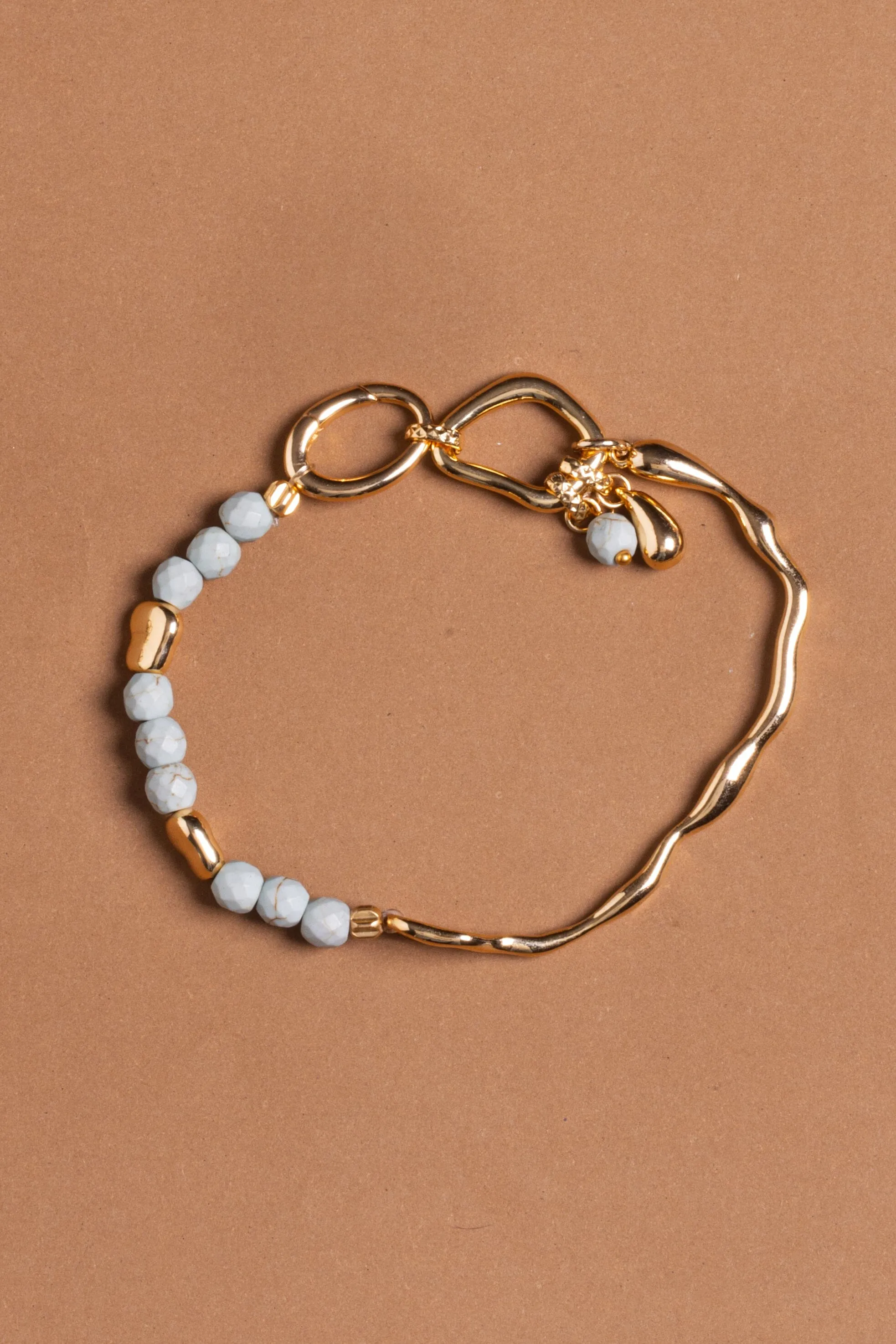 Amazonite Bead Gold Chain Bracelet