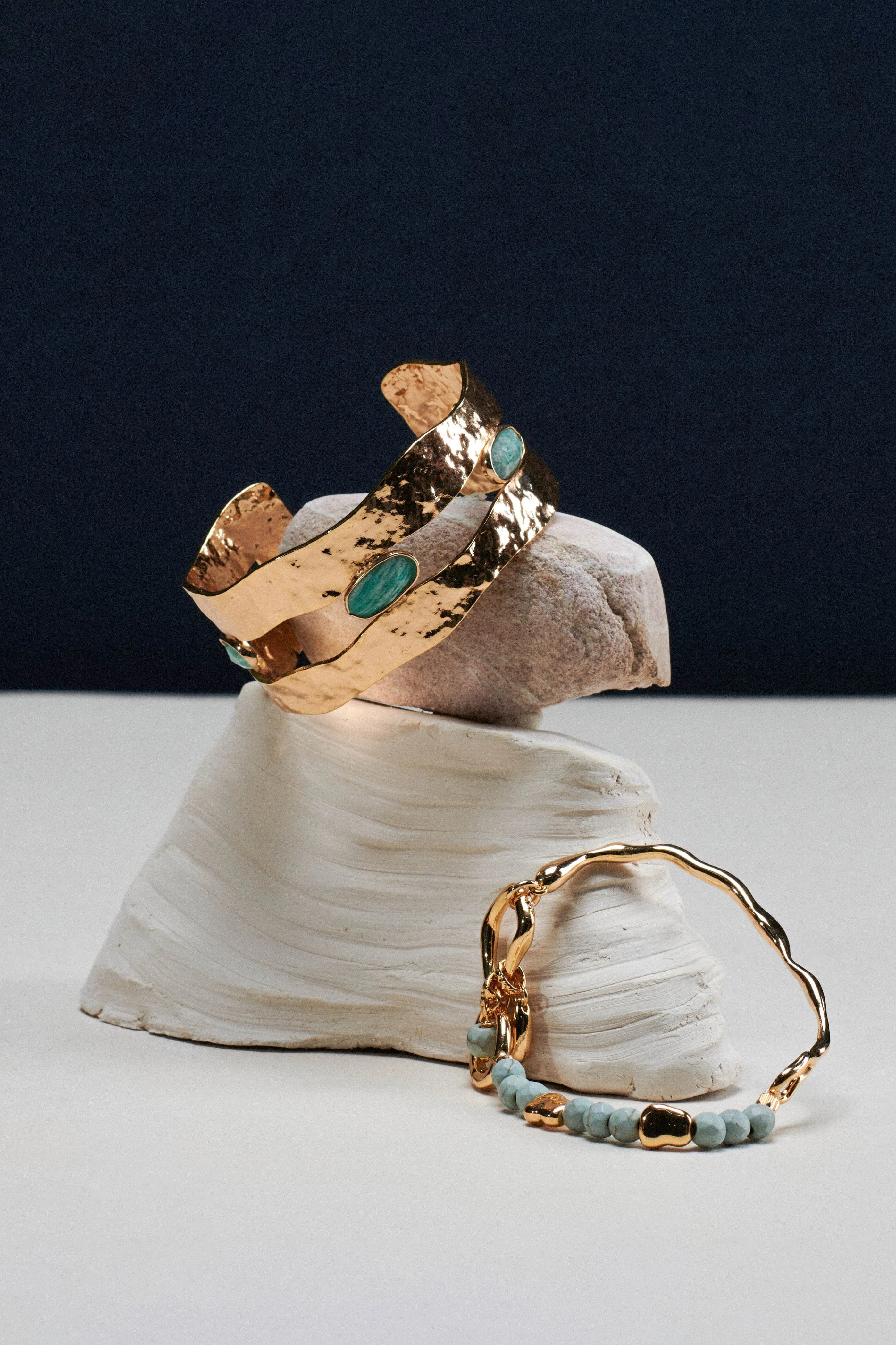 Amazonite Bead Gold Chain Bracelet