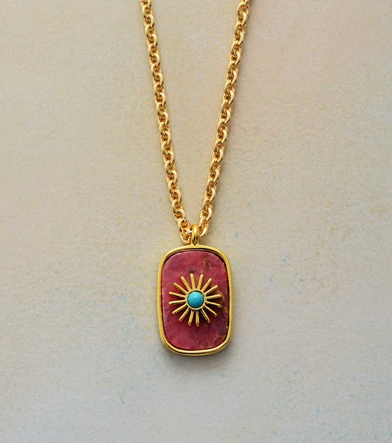 Amazonite Rhodonite Sunrise Dainty Necklace