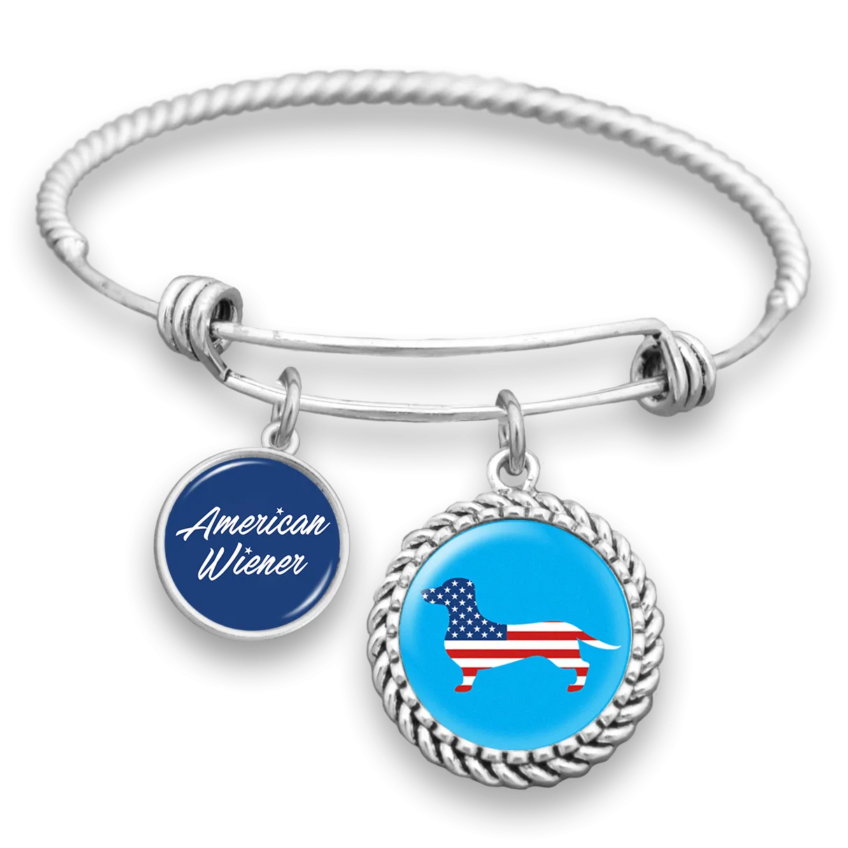 American Wiener Dachshund Flag Charm Bracelet