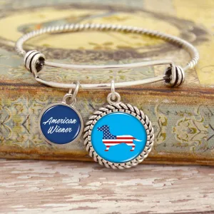 American Wiener Dachshund Flag Charm Bracelet