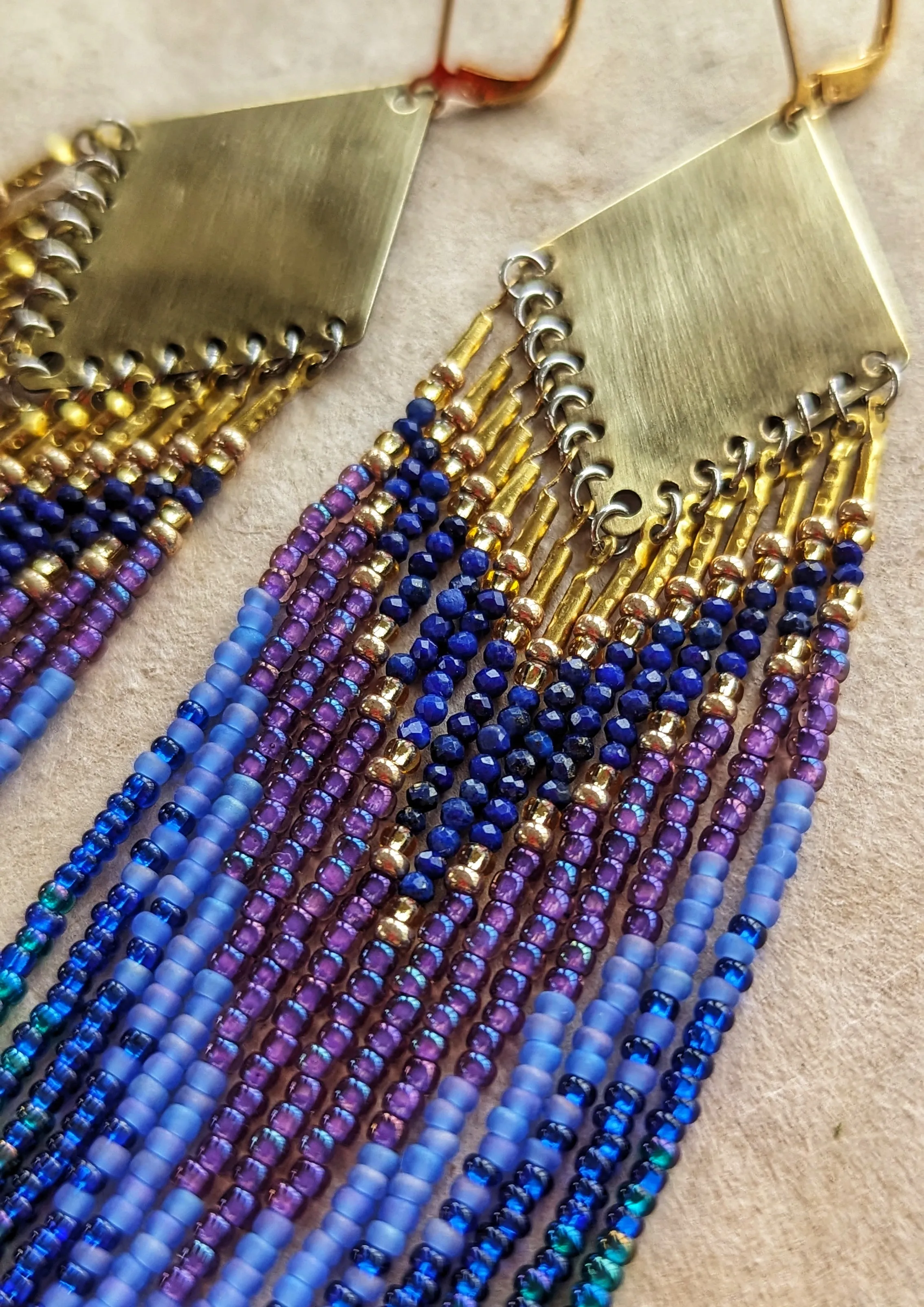 Amphitrite Lapis Lazuli Seed Bead Earrings