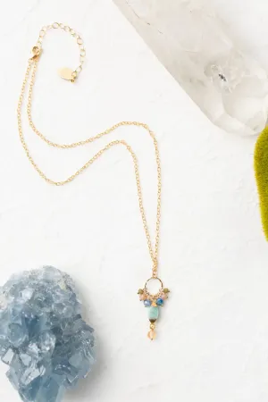 ANNE VAUGHAN WATERFALL 15-17" KYANITE, CZECH GLASS WITH AMAZONITE CLUSTER NECKLACE