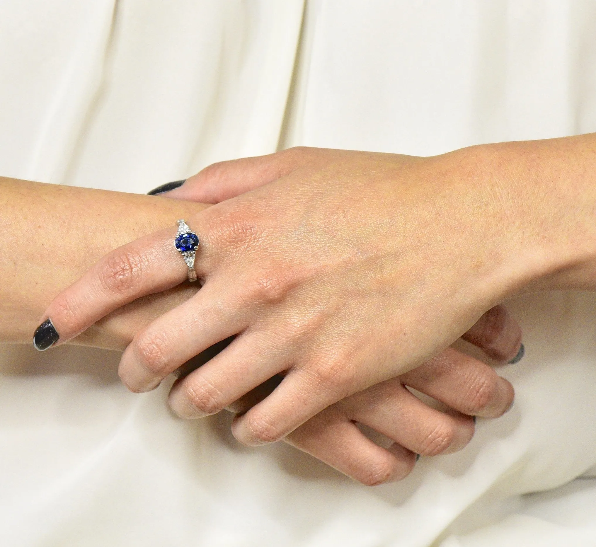 Antique 2.35 CTW Sapphire Diamond Gold Platinum Three Stone Ring