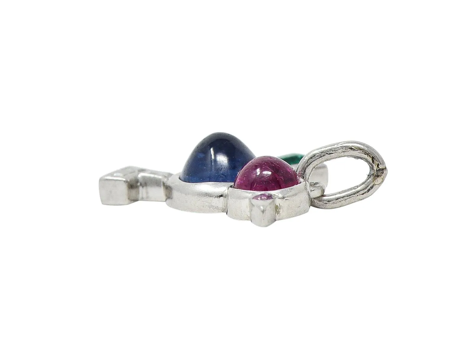 Art Deco 1.31 CTW Diamond Ruby Sapphire Emerald Platinum Vintage Bird Animal Charm