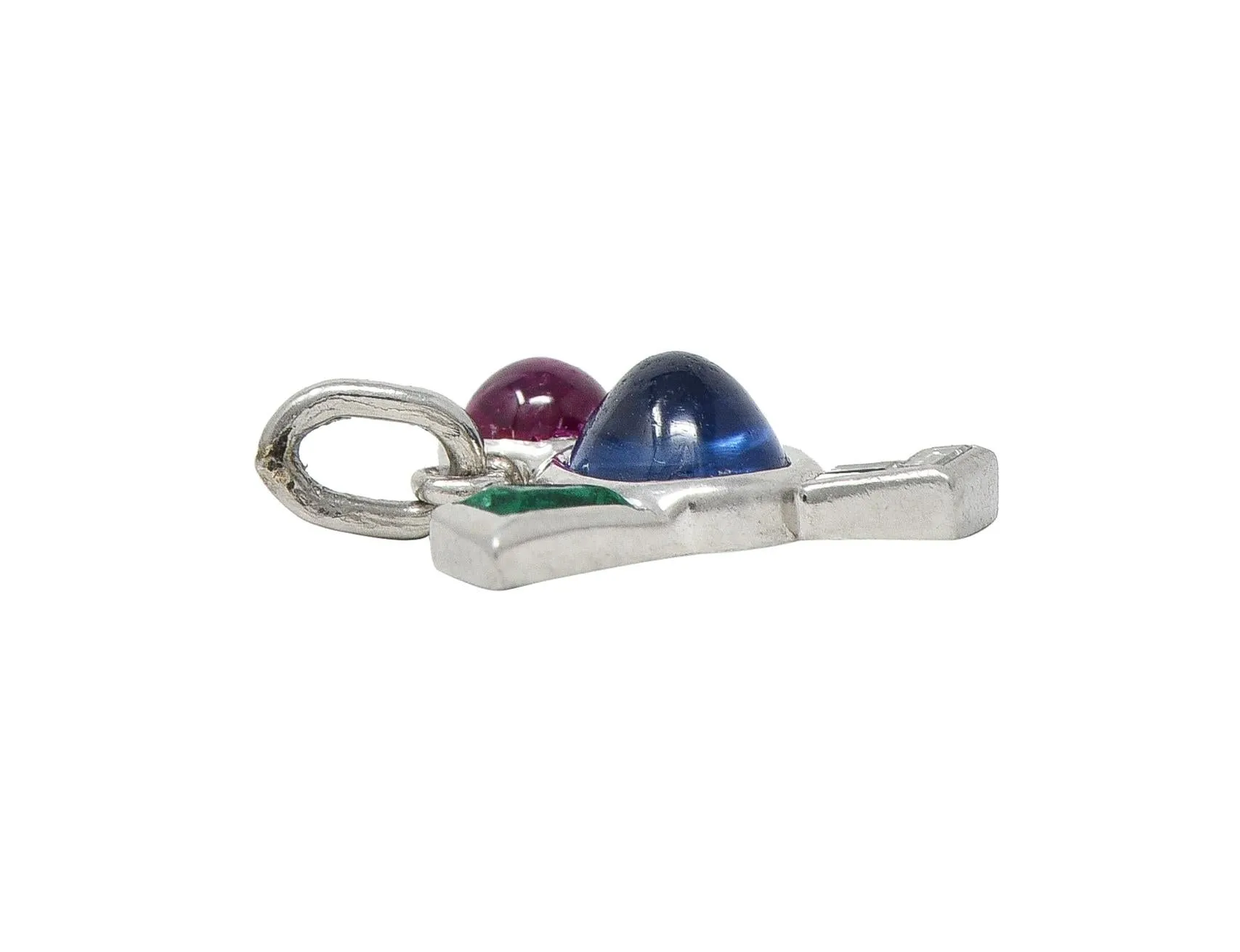 Art Deco 1.31 CTW Diamond Ruby Sapphire Emerald Platinum Vintage Bird Animal Charm