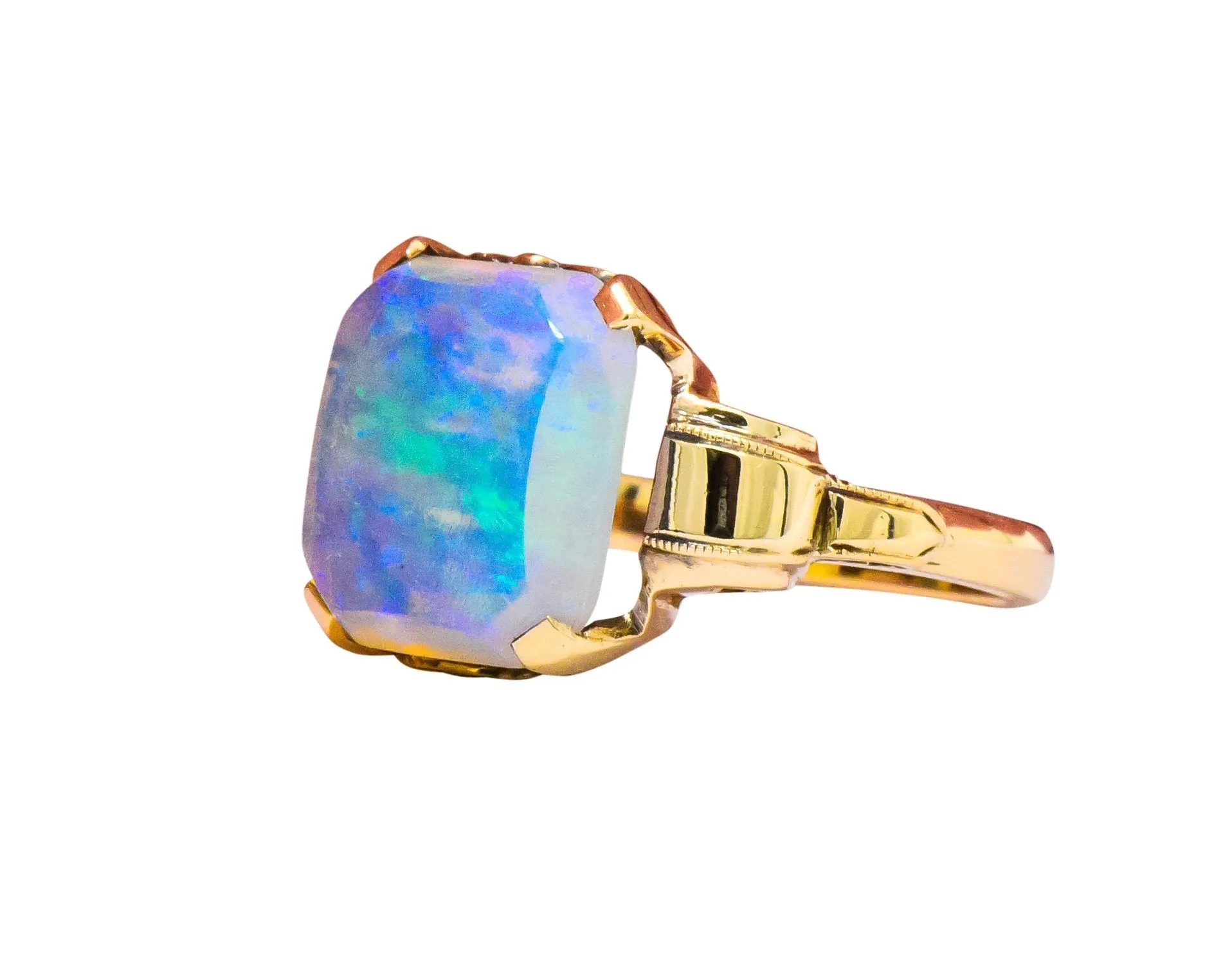 Art Deco 1920's Jelly Opal 10 Karat Gold Art Deco Ring