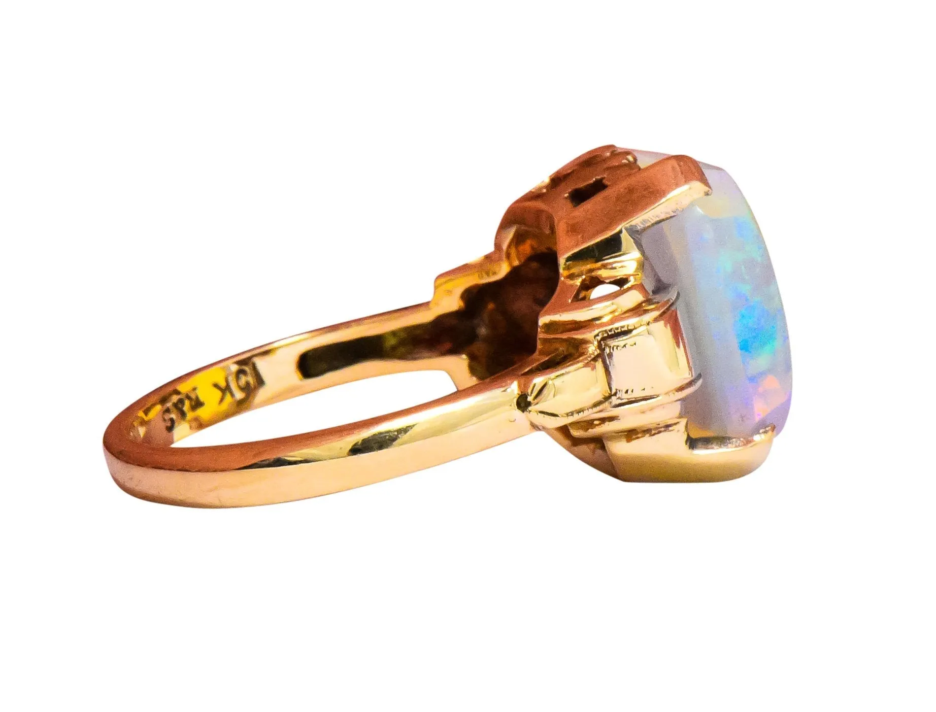 Art Deco 1920's Jelly Opal 10 Karat Gold Art Deco Ring