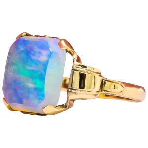 Art Deco 1920's Jelly Opal 10 Karat Gold Art Deco Ring