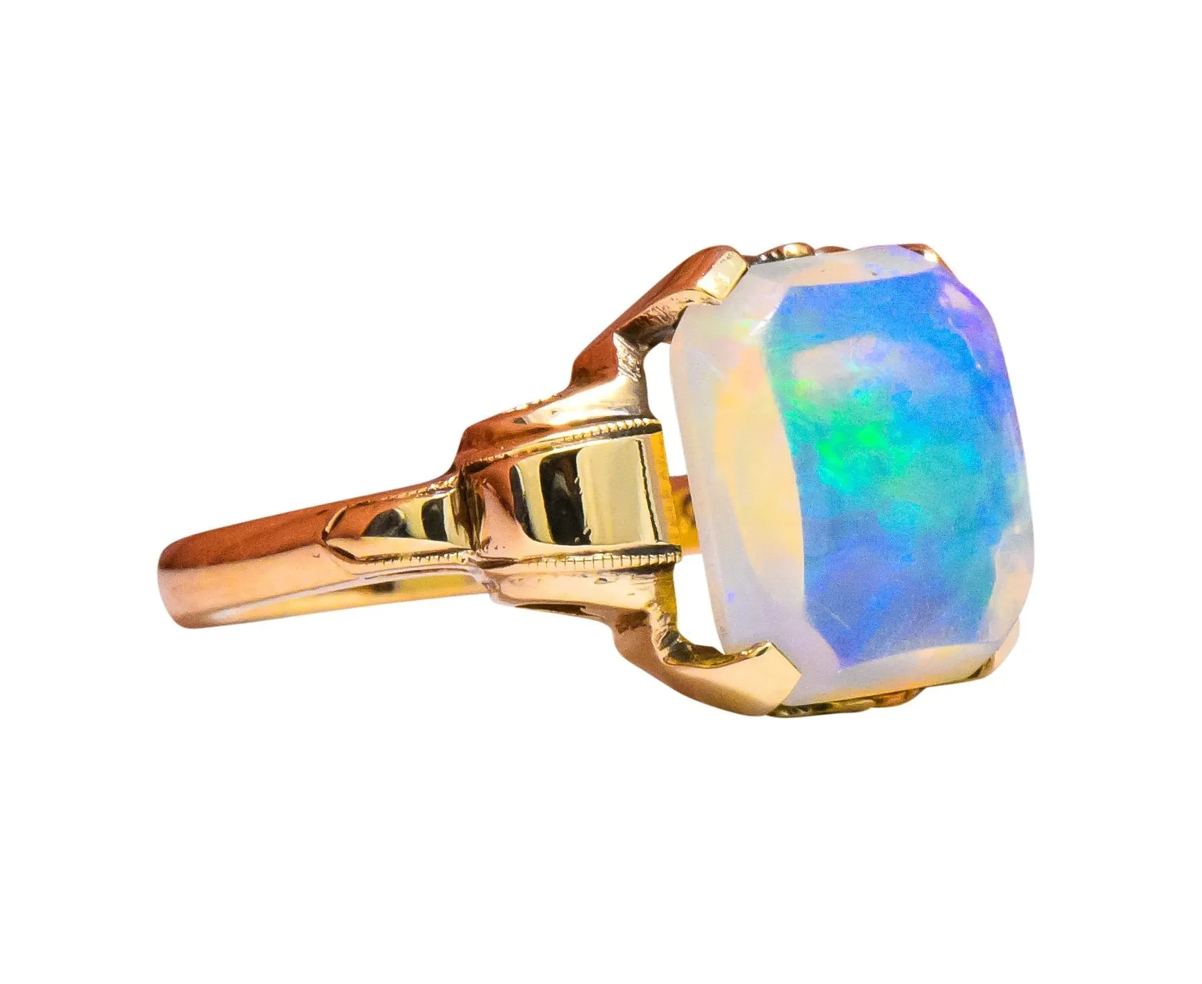 Art Deco 1920's Jelly Opal 10 Karat Gold Art Deco Ring