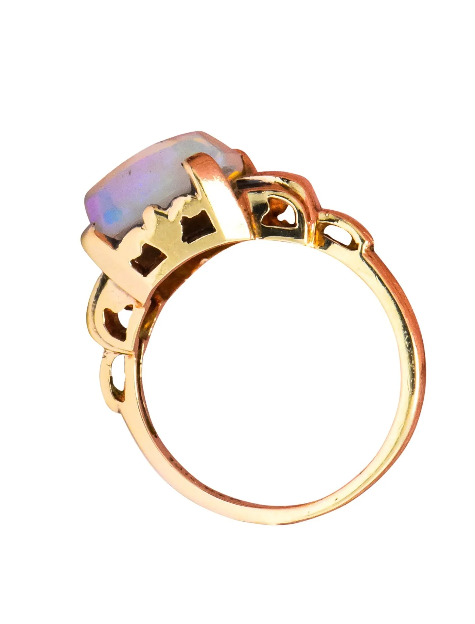 Art Deco 1920's Jelly Opal 10 Karat Gold Art Deco Ring