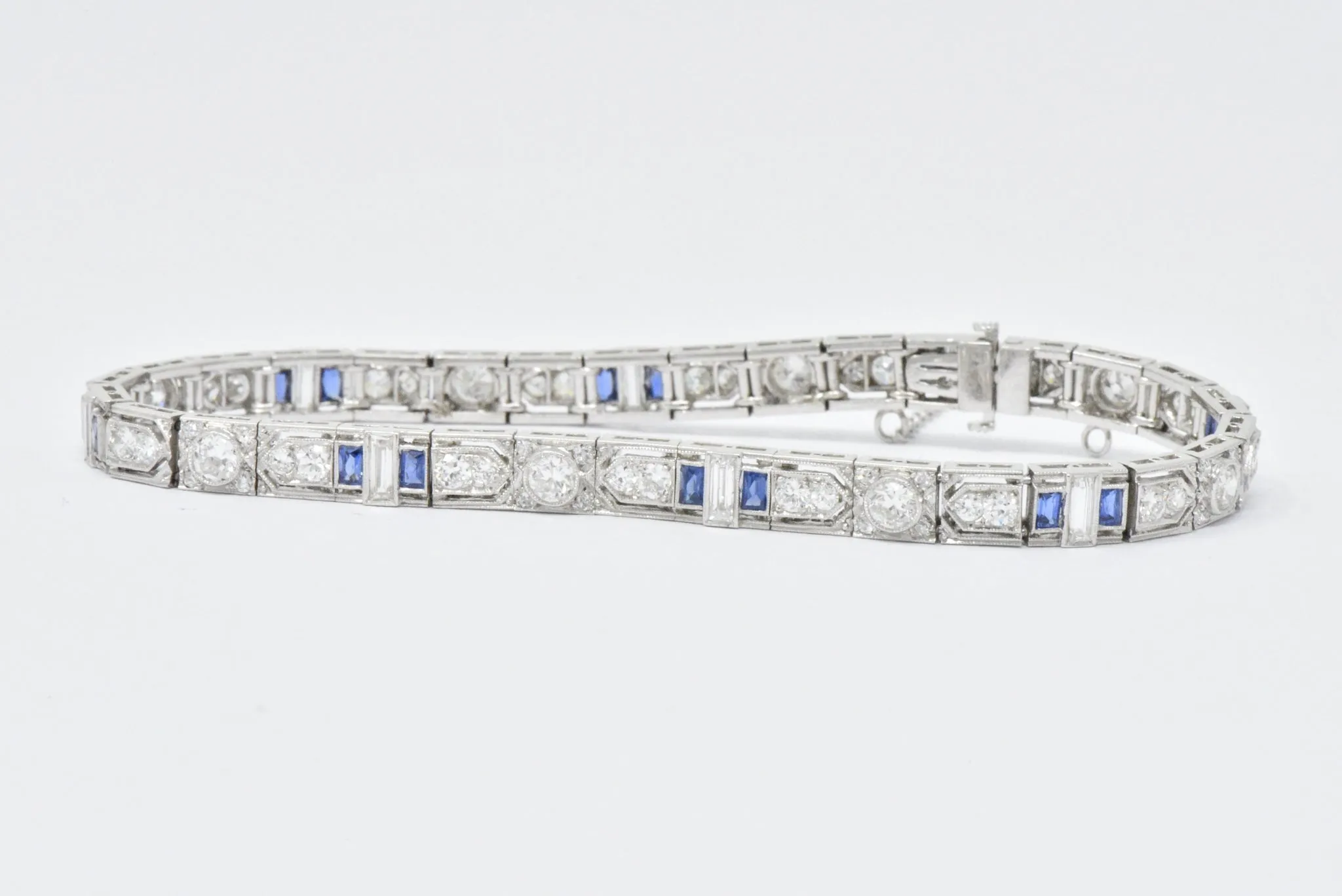 Art Deco 5.04 CTW Diamond Sapphire & Platinum Bracelet