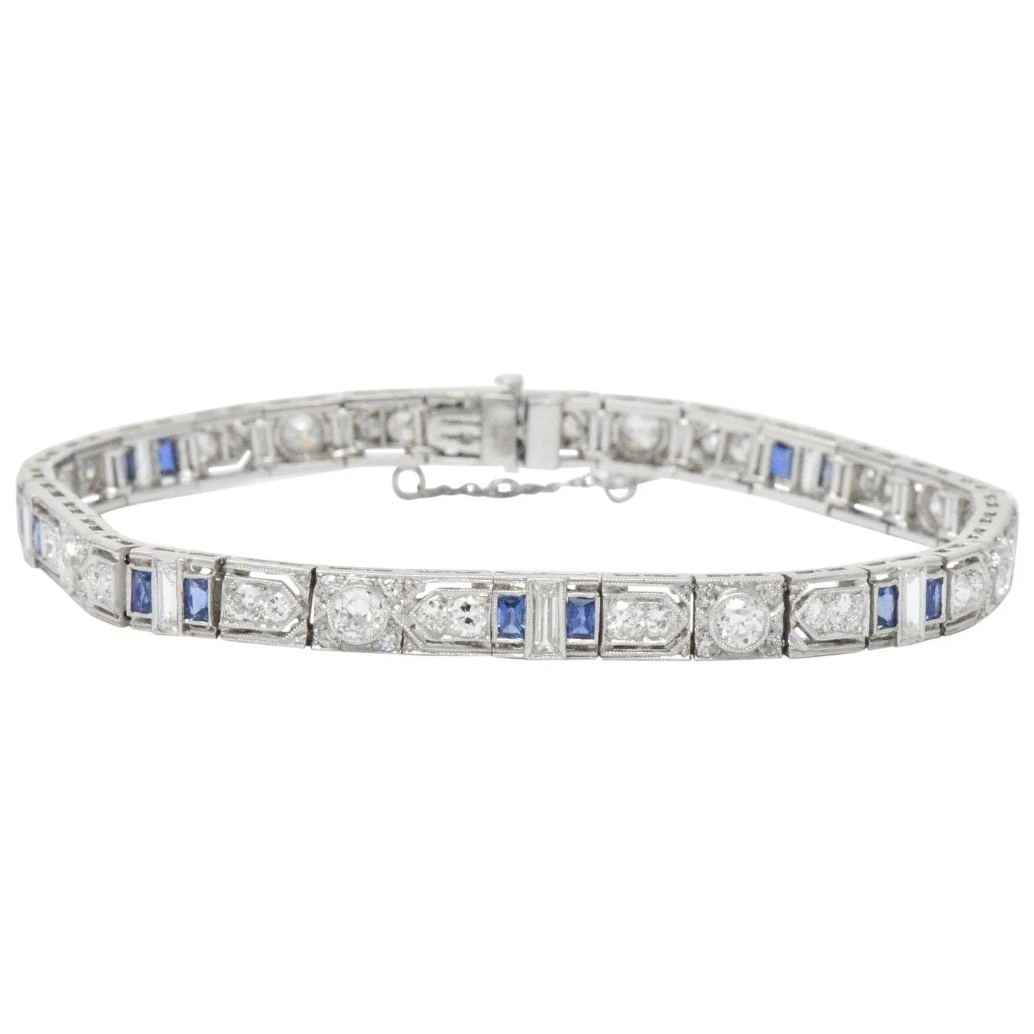 Art Deco 5.04 CTW Diamond Sapphire & Platinum Bracelet