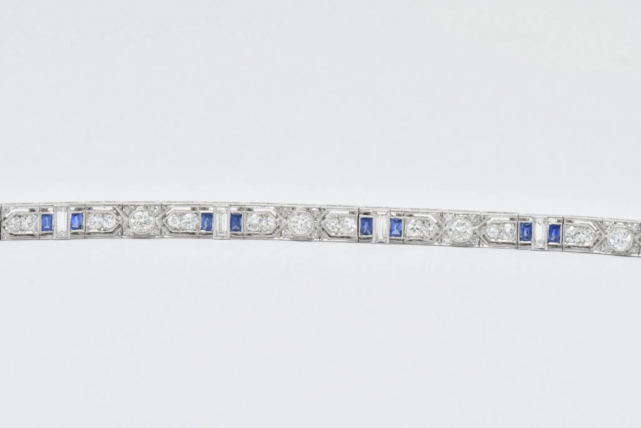 Art Deco 5.04 CTW Diamond Sapphire & Platinum Bracelet