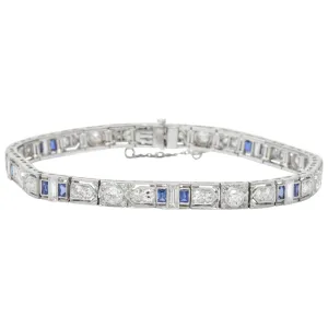 Art Deco 5.04 CTW Diamond Sapphire & Platinum Bracelet