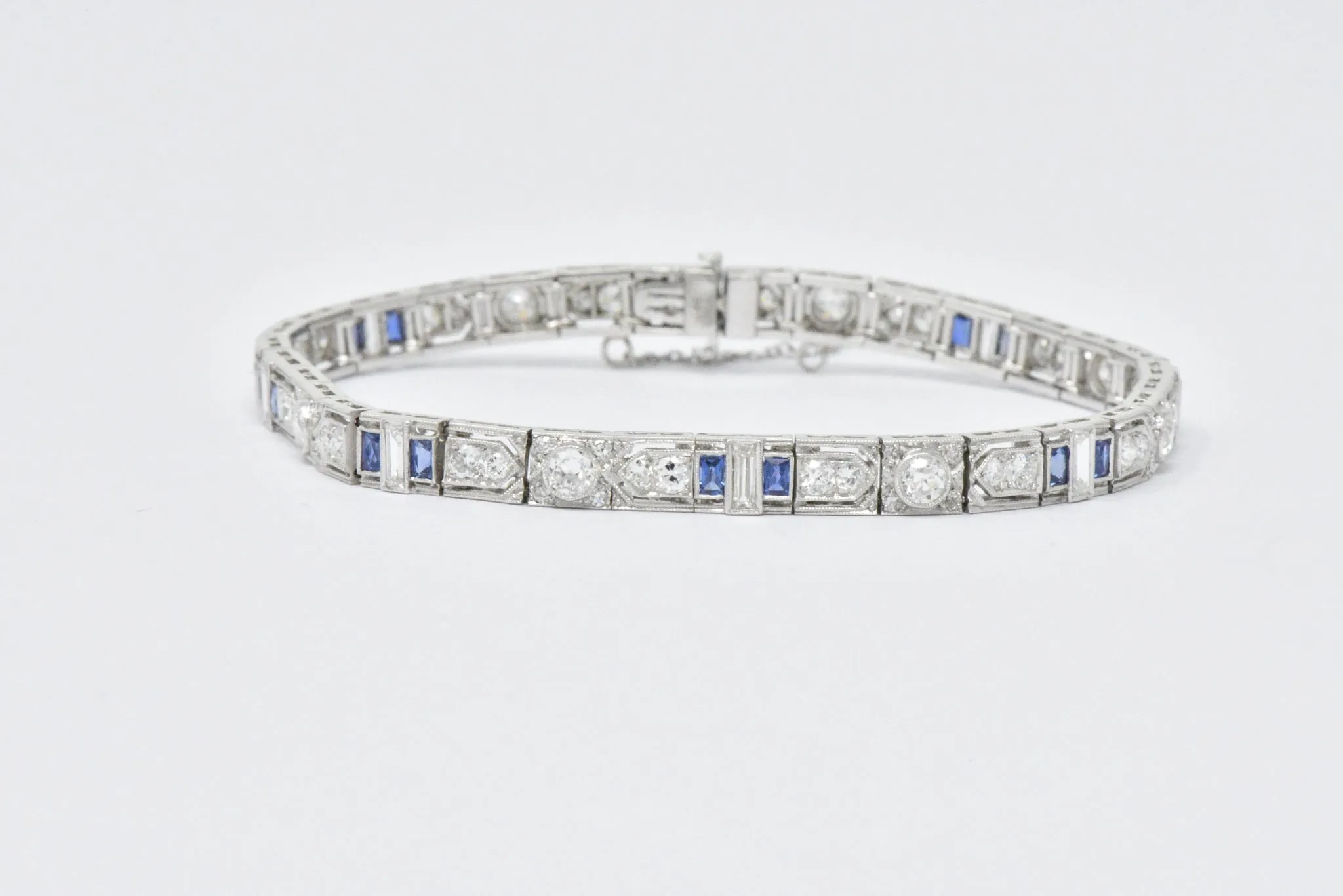 Art Deco 5.04 CTW Diamond Sapphire & Platinum Bracelet