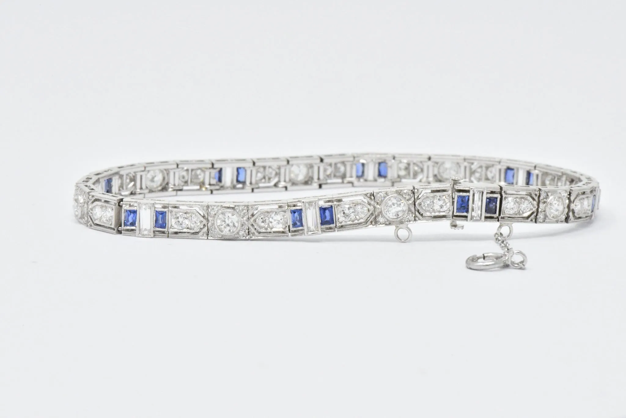 Art Deco 5.04 CTW Diamond Sapphire & Platinum Bracelet