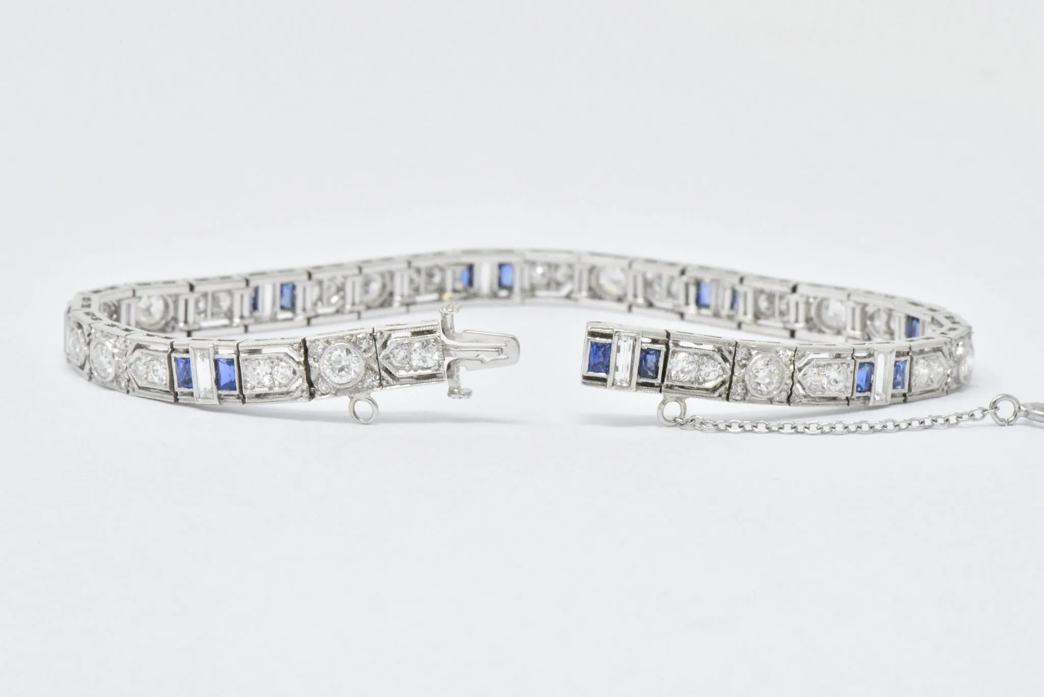 Art Deco 5.04 CTW Diamond Sapphire & Platinum Bracelet