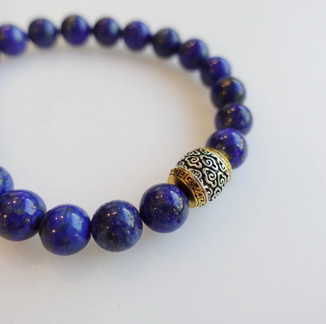 Auspicious Beaded Lapis Bracelet for Men