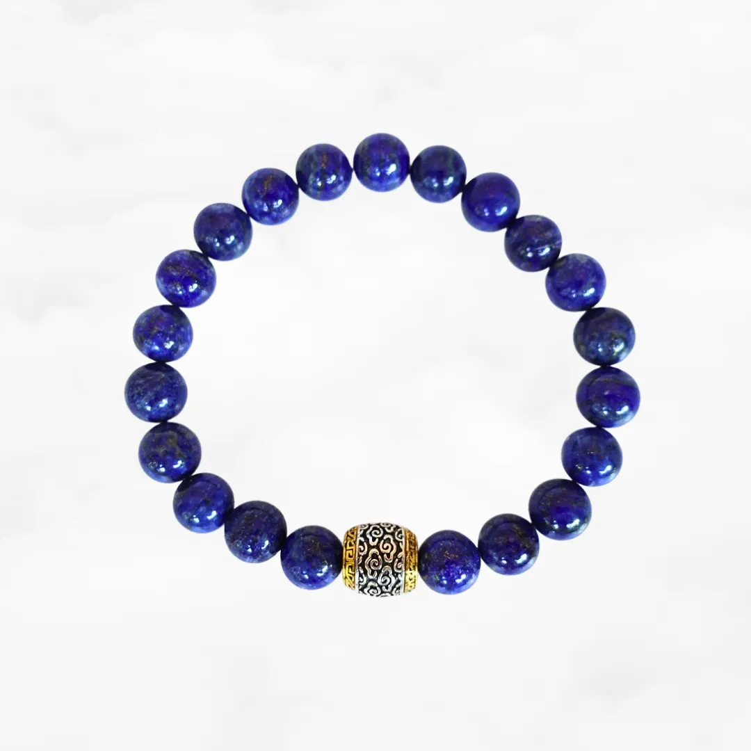 Auspicious Beaded Lapis Bracelet for Men