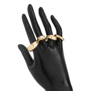 Baroque 4pcs Gold Silver Tone Pearl Inlaid Ring Set